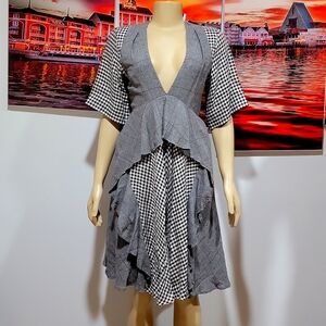 Au Jour le Jour Plaid Knee-Length Dress Size 38 US 2 NWT $625.00